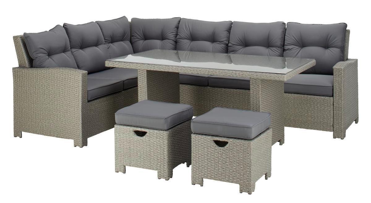 Lounge Garnitúra Nicole - szürke, Modern, műanyag/Üveg (193/250cm) - Luca Bessoni
