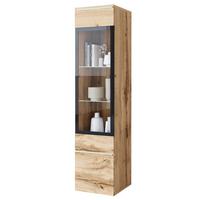 Vitrine Vera Eiche Wotan Dekor B: 30cm - Eiche Wotan/Grau, Design, Glas/Holzwerkstoff (30/130/33cm) - Livetastic