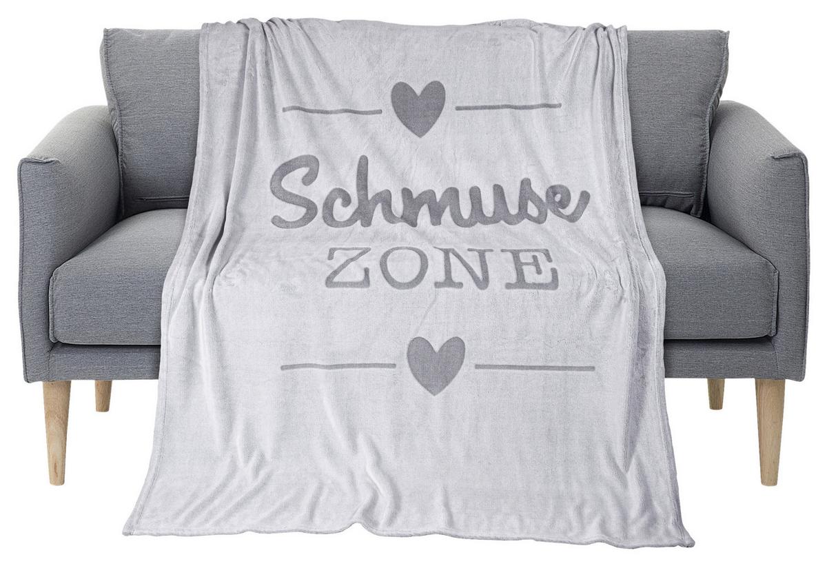Kuscheldecke Sophia Grau 130x170 Cm Schriftzug - Grau, MODERN, Textil (130/170cm) - Luca Bessoni