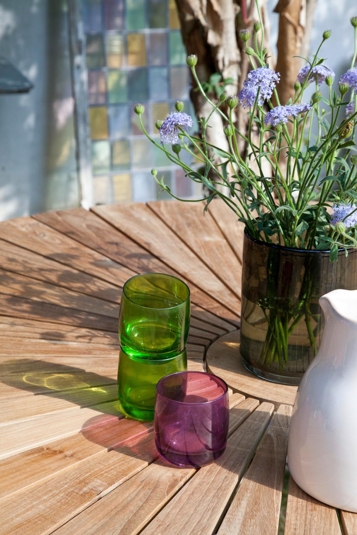 Gartentisch Ellen Teakholz/Aluminium ⌀ 110 cm - Weiß Hochglanz/Weiß, KONVENTIONELL, Holz/Metall (110/74/110cm) - Gardenson