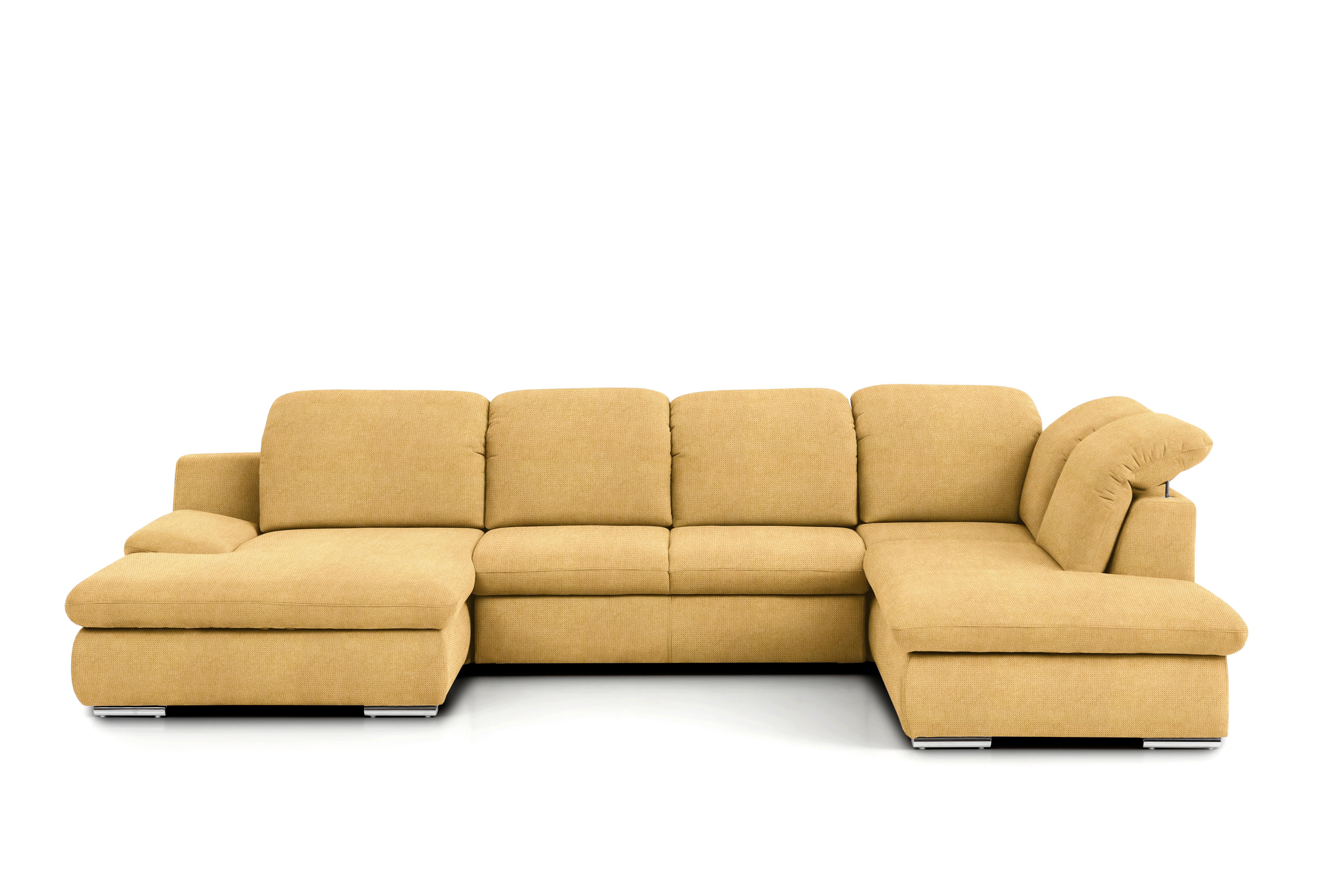 Wohnlandschaft Isona Gelb Chenille - Chromfarben/Gelb, Design, Textil (165/353/212cm) - Livetastic