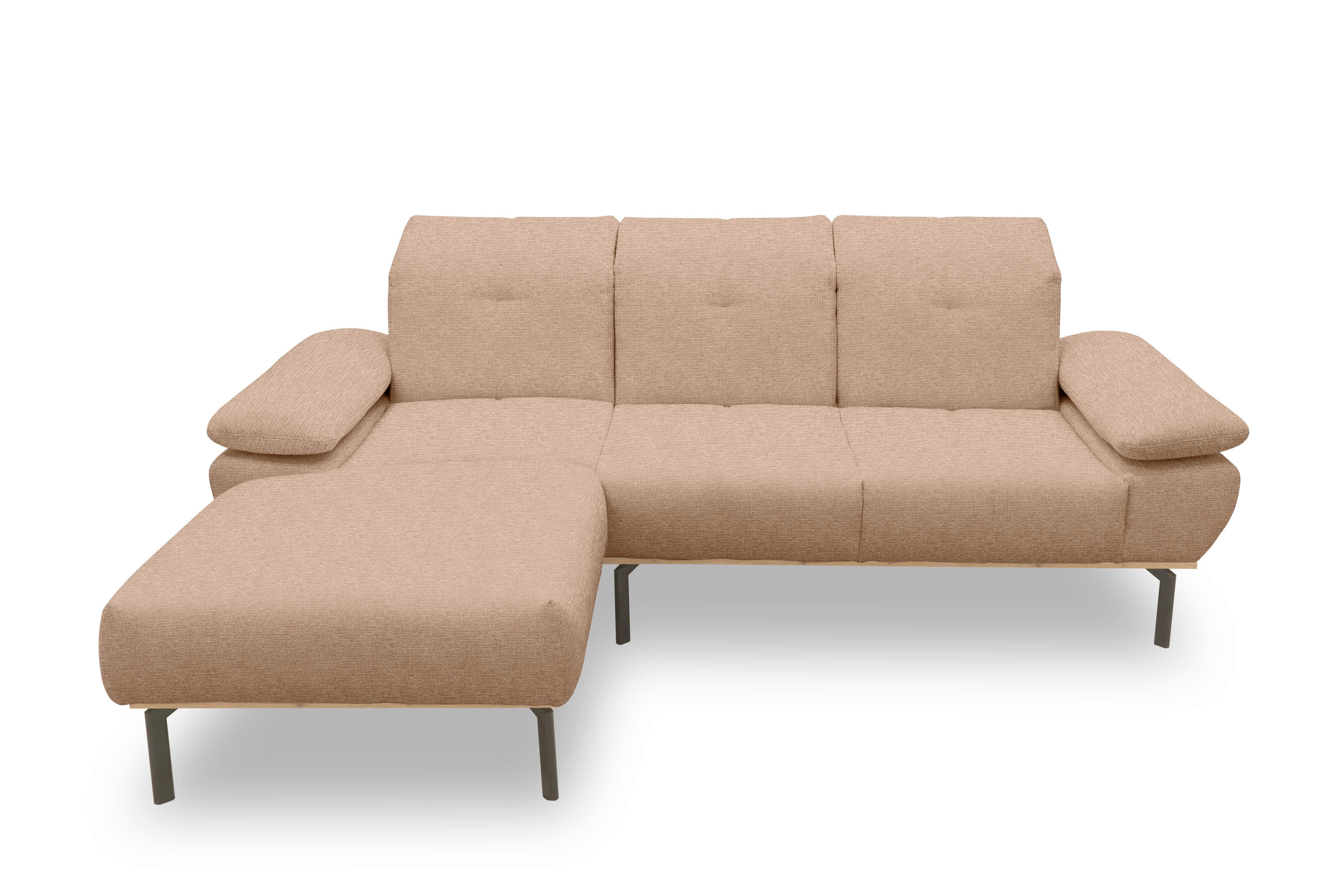 Ecksofa Rotbraun S: 242x170 cm - Wildeiche/Rotbraun, Design, Holz/Textil (242/170cm) - MID.YOU