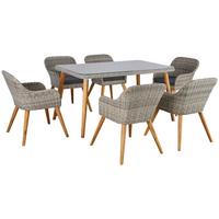 Kerti Étkezőgarnitúra Oslo - akáciaszínű/szürke, Modern, műanyag/textil - Beldano