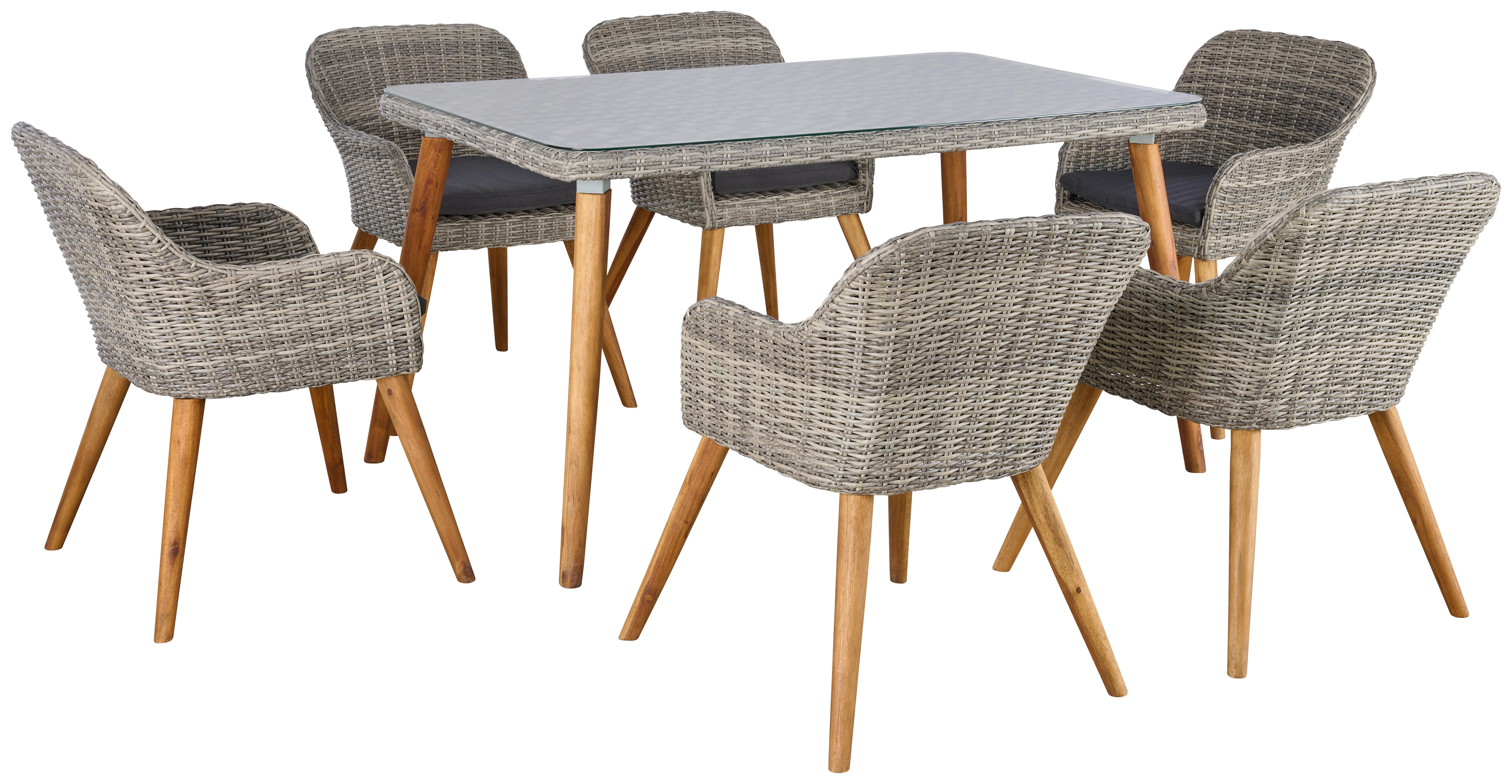 Gartengarnitur 7-tlg. Oslo Kunststoffgeflecht Mit Kissen