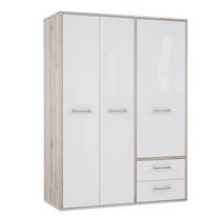 Drehtürenschrank Mit Laden 147 Cm Jandia Grau/weiß/eichef. - Eichefarben/Weiß, KONVENTIONELL, Holzwerkstoff/Kunststoff (147/201,5/60cm) - MID.YOU
