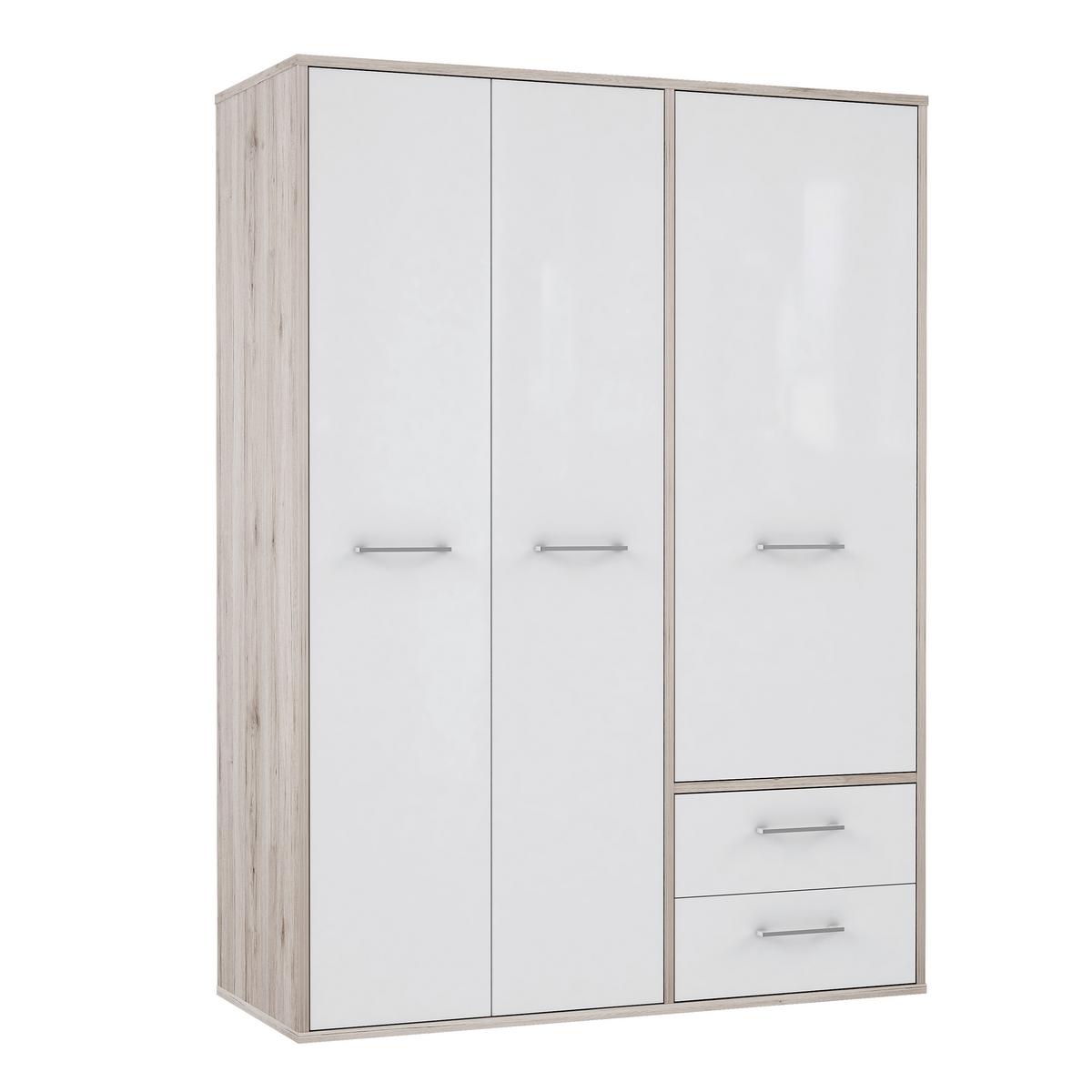 Drehtürenschrank Mit Laden 147 Cm Jandia Grau/weiß/eichef. - Eichefarben/Weiß, KONVENTIONELL, Holzwerkstoff/Kunststoff (147/201,5/60cm) - MID.YOU