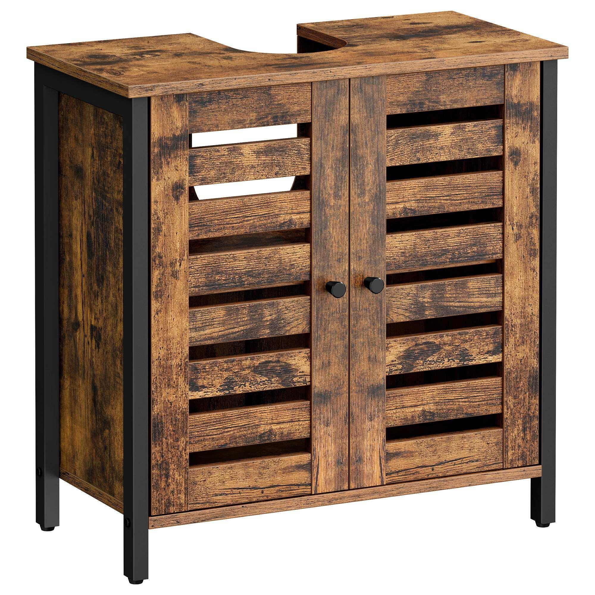 WASCHBECKENUNTERSCHRANK WASHBASIN CABINET - Schwarz/Braun, MODERN, Holzwerkstoff/Metall (60/60/30cm) - MID.YOU