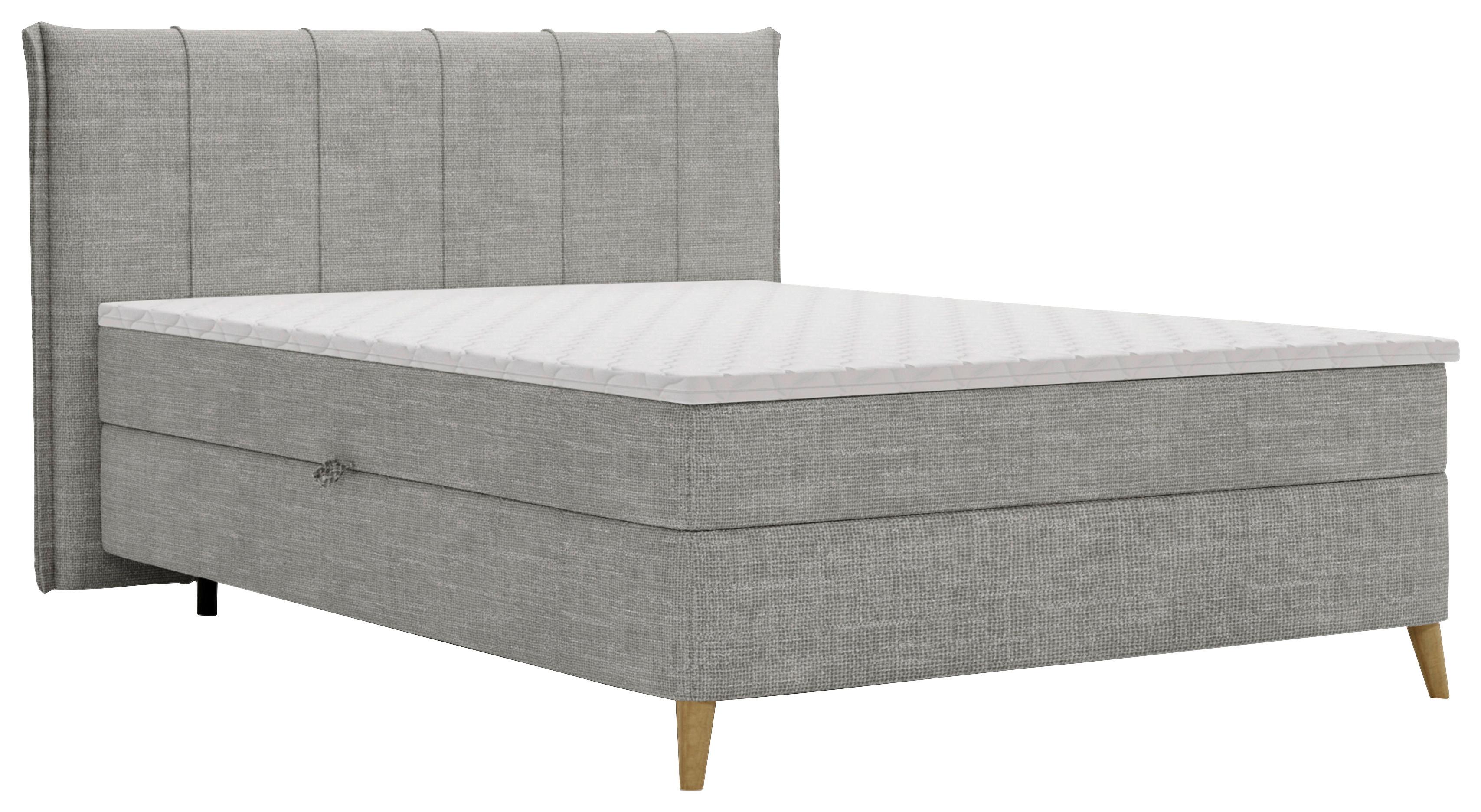 Americká posteľ VELORIA 140x200, sivá - sivá/prírodná farba, Konventionell, drevo/textil (140/200cm) - Mömax