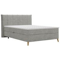 Americká posteľ VELORIA 140x200, sivá - sivá/prírodná farba, Konventionell, drevo/textil (140/200cm) - Mömax
