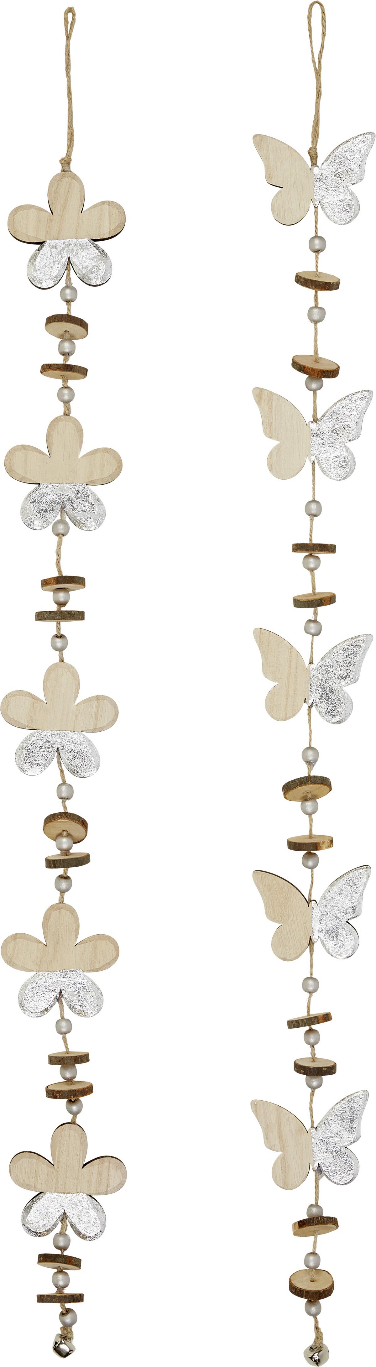 Girland Alanus - ezüst/barna, Konventionell, textil/fa (80cm) - Ondega