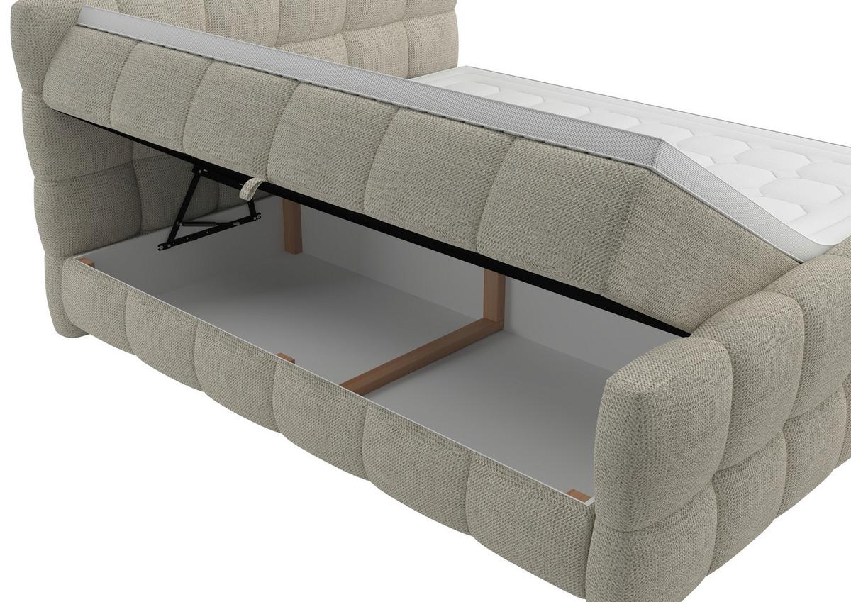 BOXSPRINGBETT inkl. Bettkasten 160x200 - Hellgrau/Schwarz, Trend, Holz/Holzwerkstoff (160/200cm) - Sembella