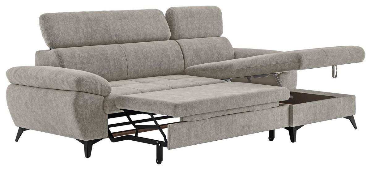 Ecksofa mit Bettkasten Hudson 261x166 cm Schlammfarben - Schlammfarben/Schwarz, Textil (261/166cm) - MID.YOU