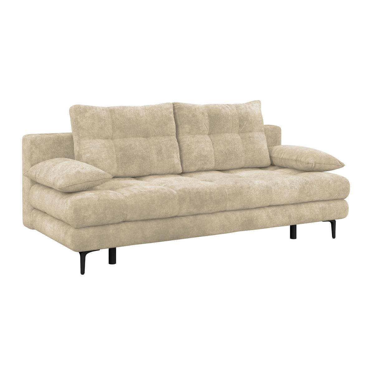 Schlafsofa Perla Beige B: 203 cm - Beige/Schwarz, KONVENTIONELL, Textil (203/94/96cm)