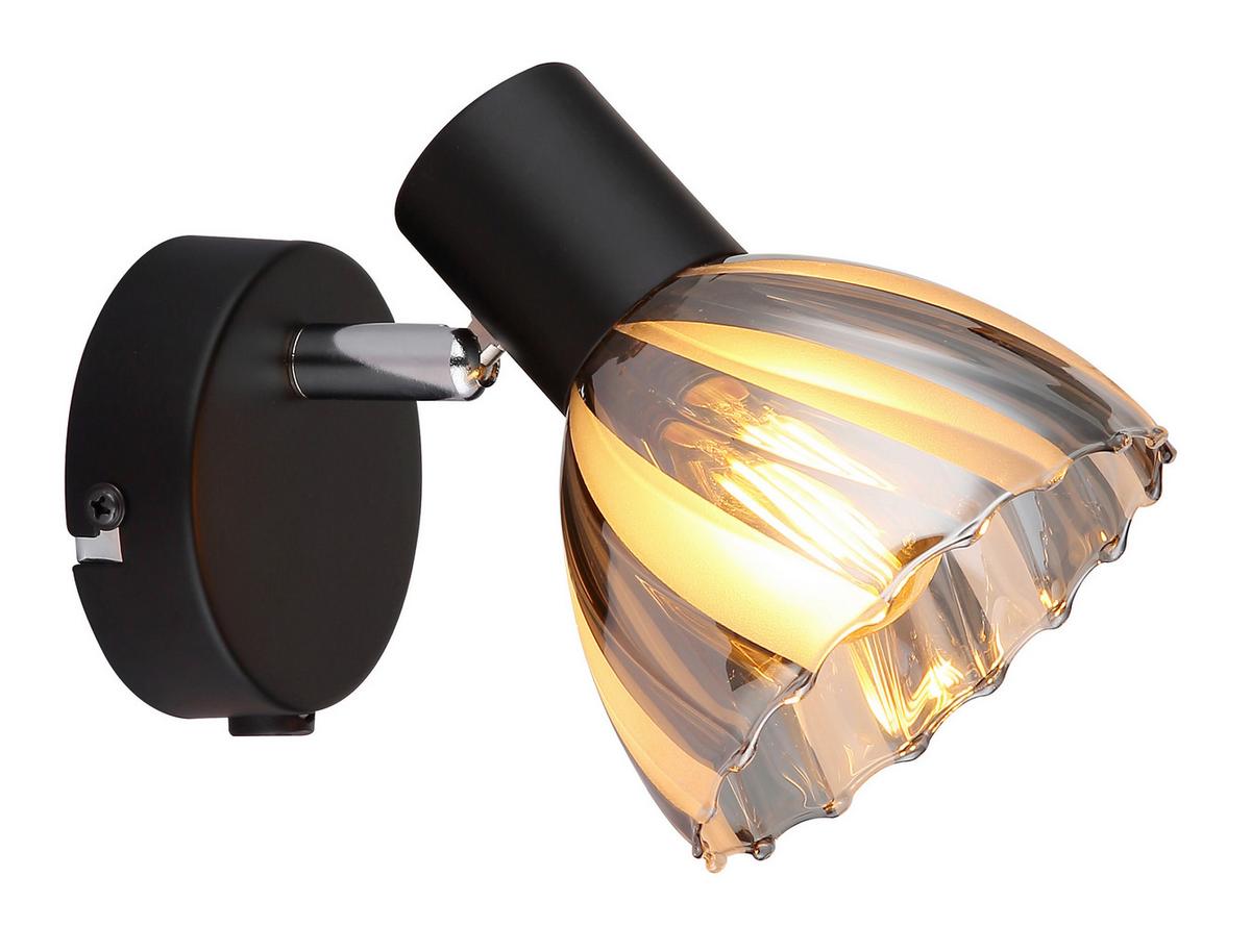 Strahler Zachery Grau Schwarz D: 10 cm - Schwarz/Grau, KONVENTIONELL, Glas/Metall (10/12,5cm) - Globo