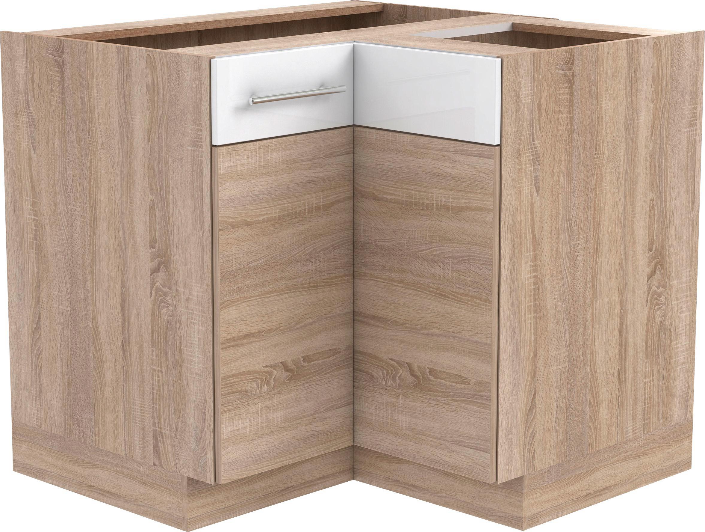 Alsó Sarokszekrény Corina - Tölgyfa/Fehér, modern (90/82,4/90cm)