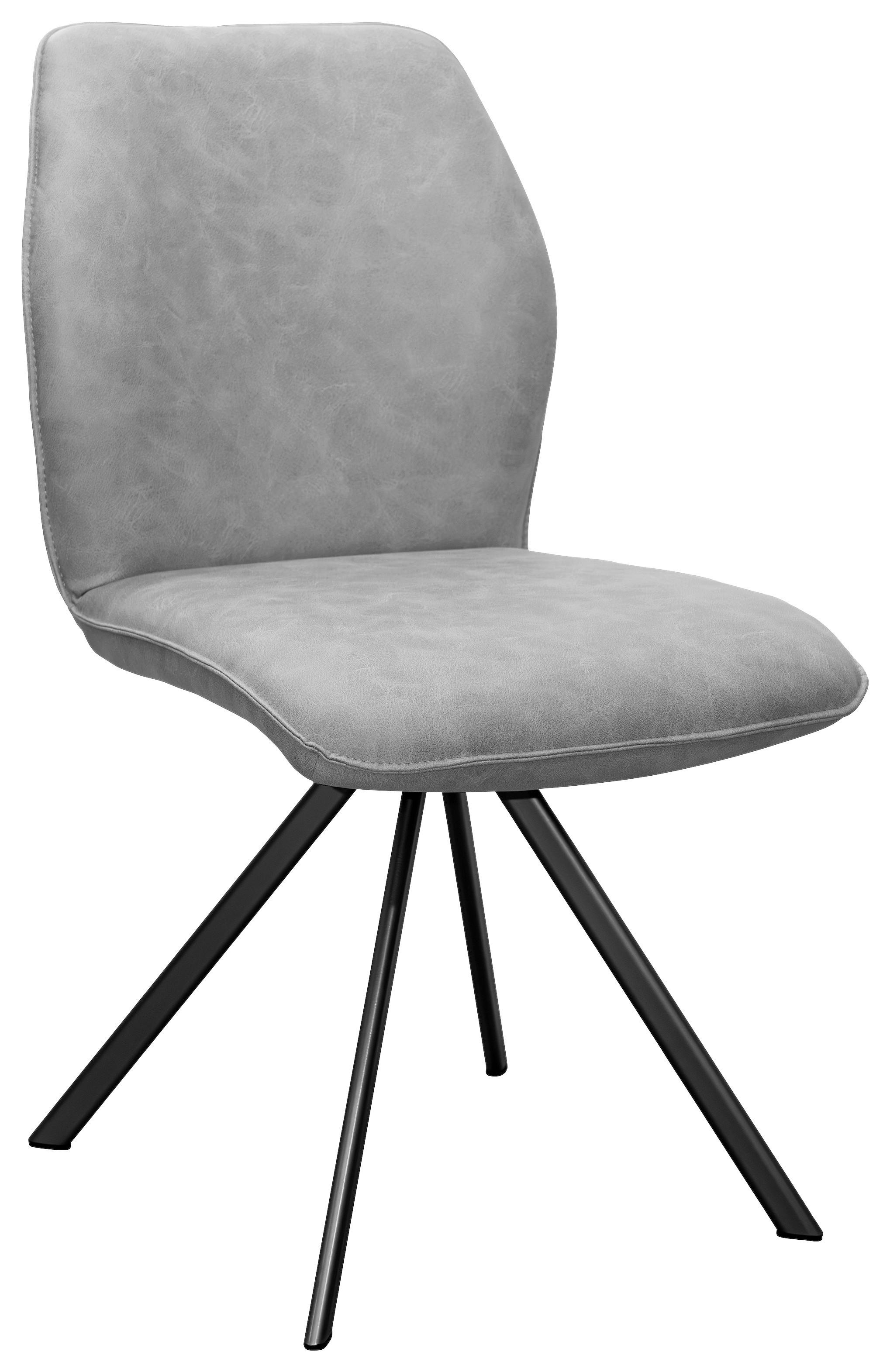 Stuhl Jannes Webstoff grau. B: 50cm - Schwarz/Grau, MODERN, Textil/Metall (50/64/87cm)