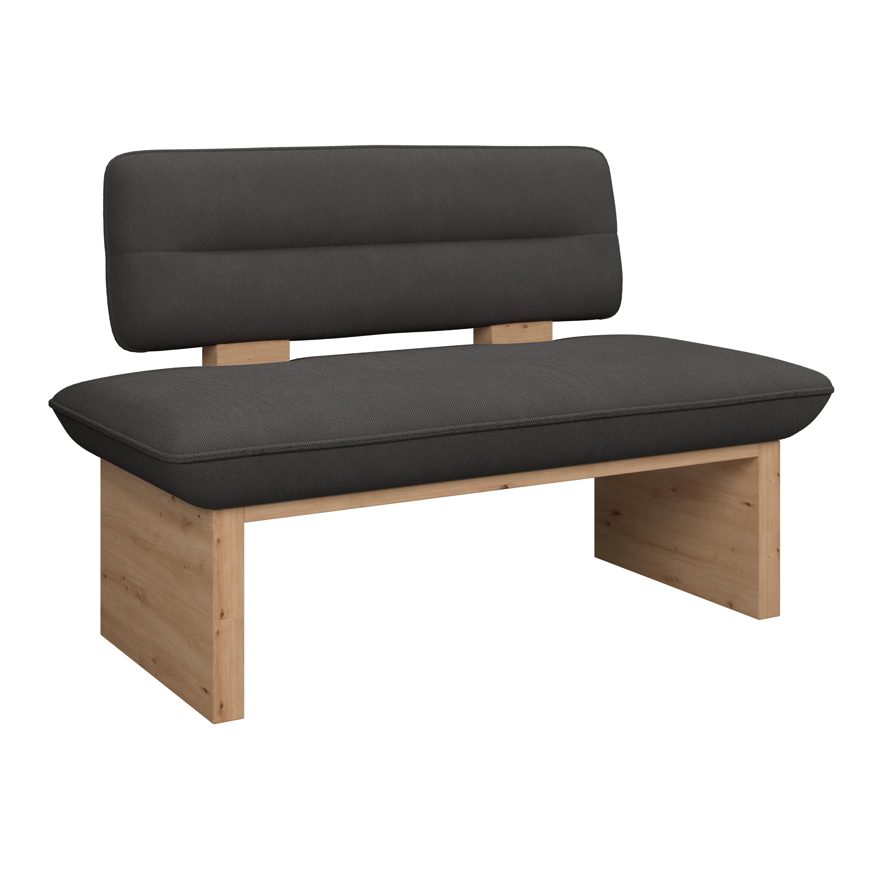 Sitzbank Beluna II Webstoff anthrazit, B: 120cm - Eichefarben/Anthrazit, KONVENTIONELL, Holzwerkstoff/Textil (120/87/67cm) - James Wood