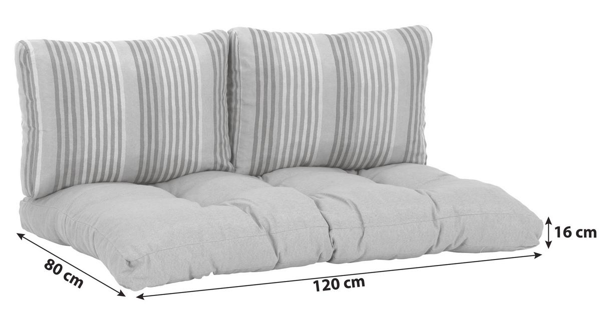 Palettenkissen 3-tlg 120x80 Cm Blau/grau - Blau/Grau, Basics, Textil (120/80/16cm)
