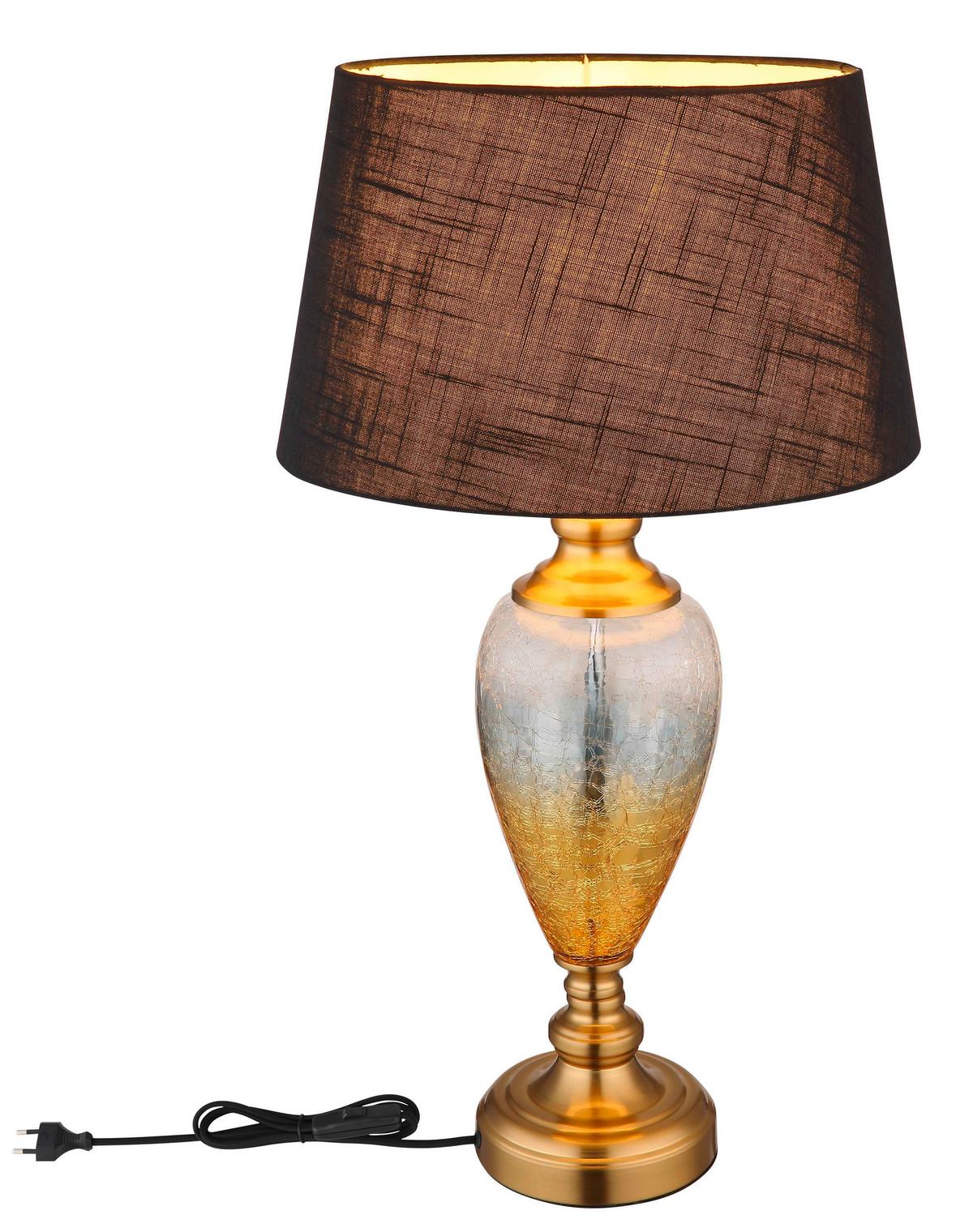 Tischleuchte 24143s Leila - Klar/Messingfarben, KONVENTIONELL, Glas/Textil (38/66cm) - Globo