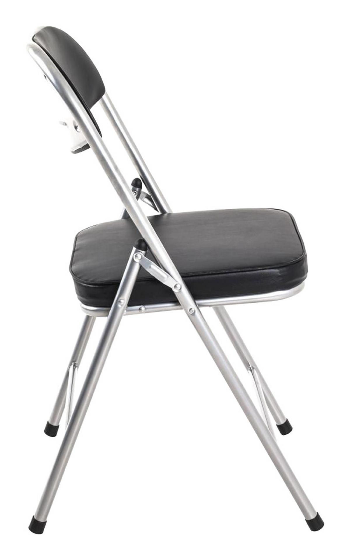 Klappsessel Kurt Stahl/lederlook - Schwarz/Alufarben, MODERN, Textil/Metall (47/79/53cm)