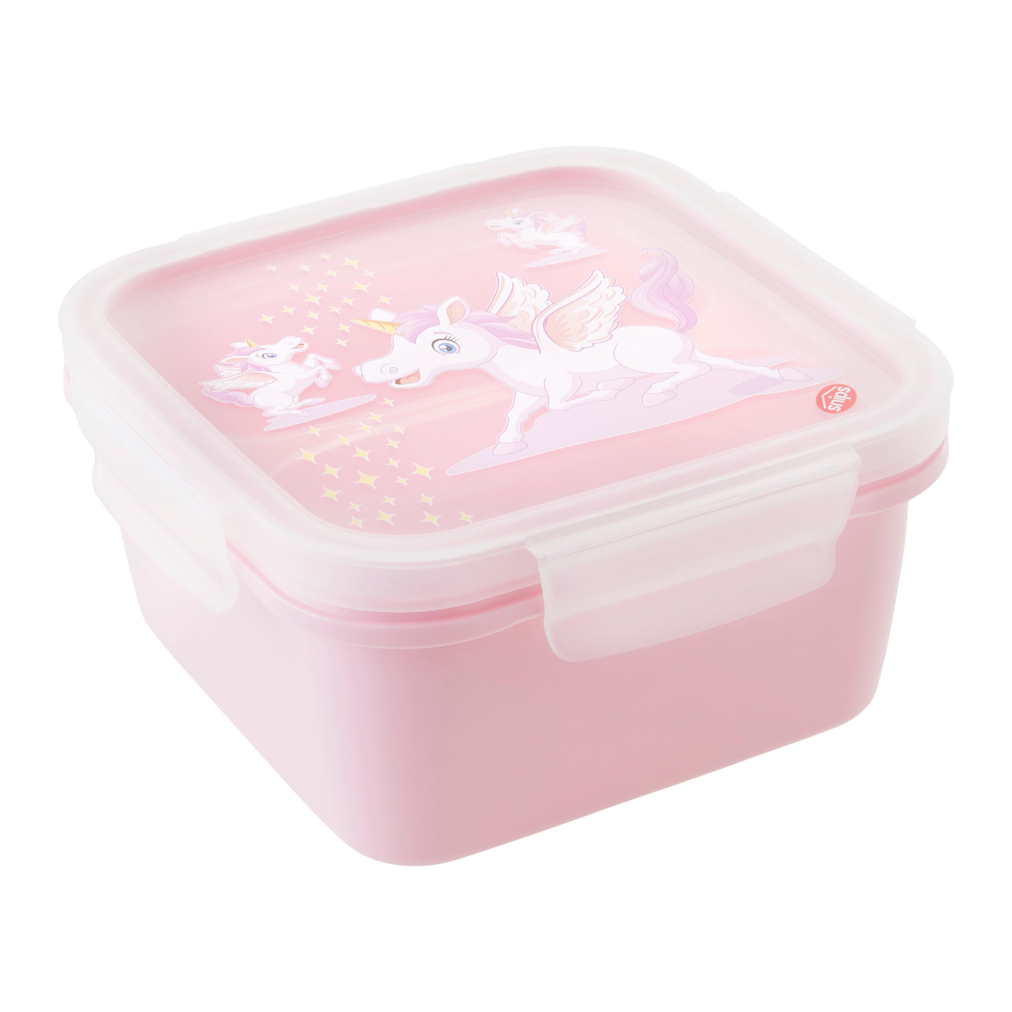 Krabička na oběd vzor jednorožec - pink, Konvenční, plast (15/15/7,5cm) - Mömax