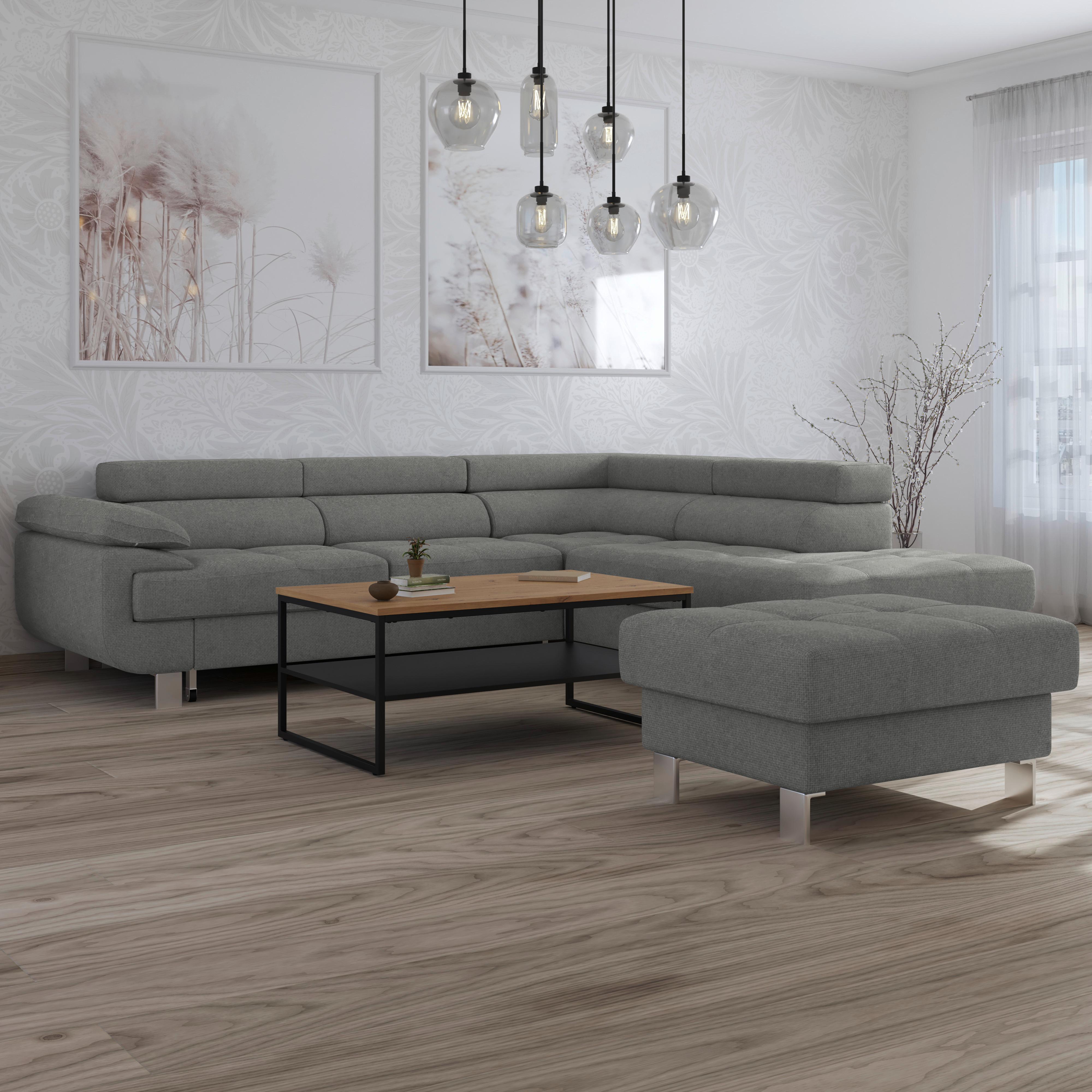 Hocker Savona - Dunkelgrau, MODERN, Textil (90/44/73cm) - Ondega