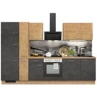 Küchenzeile Ip1200 Mit Geräte B: 310 Cm Grau/eiche Dekor - Eichefarben, Basics, Holzwerkstoff (310cm) - Impuls