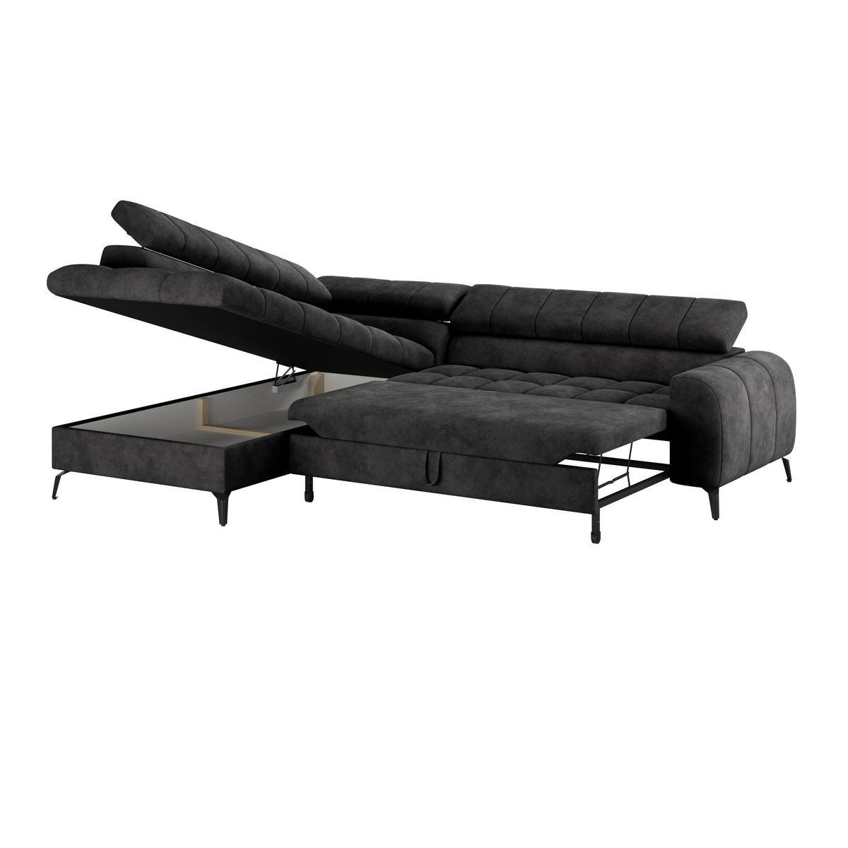 Ecksofa Mit Schlaffunktion & Bettkasten Volf Schwarz - Schwarz, Trend, Kunststoff/Textil (203/261cm)