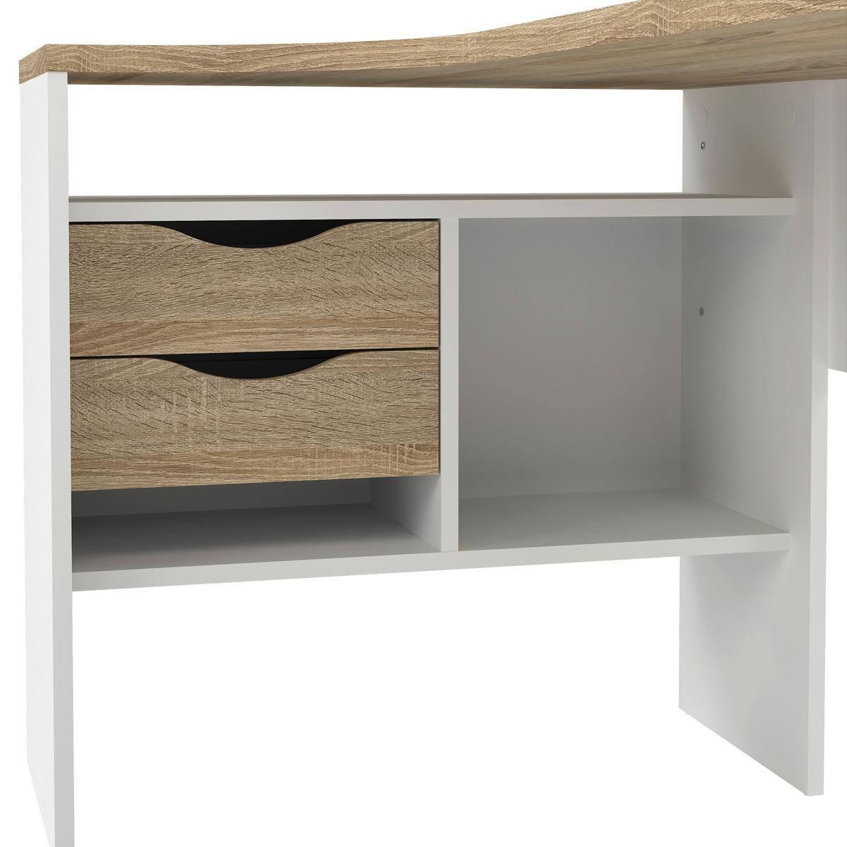 Eckschreibtisch Function Plus Ii, L: 145,1 Cm - Eichefarben/Weiß, MODERN, Holzwerkstoff/Metall (145,1/81/76,8cm) - MID.YOU