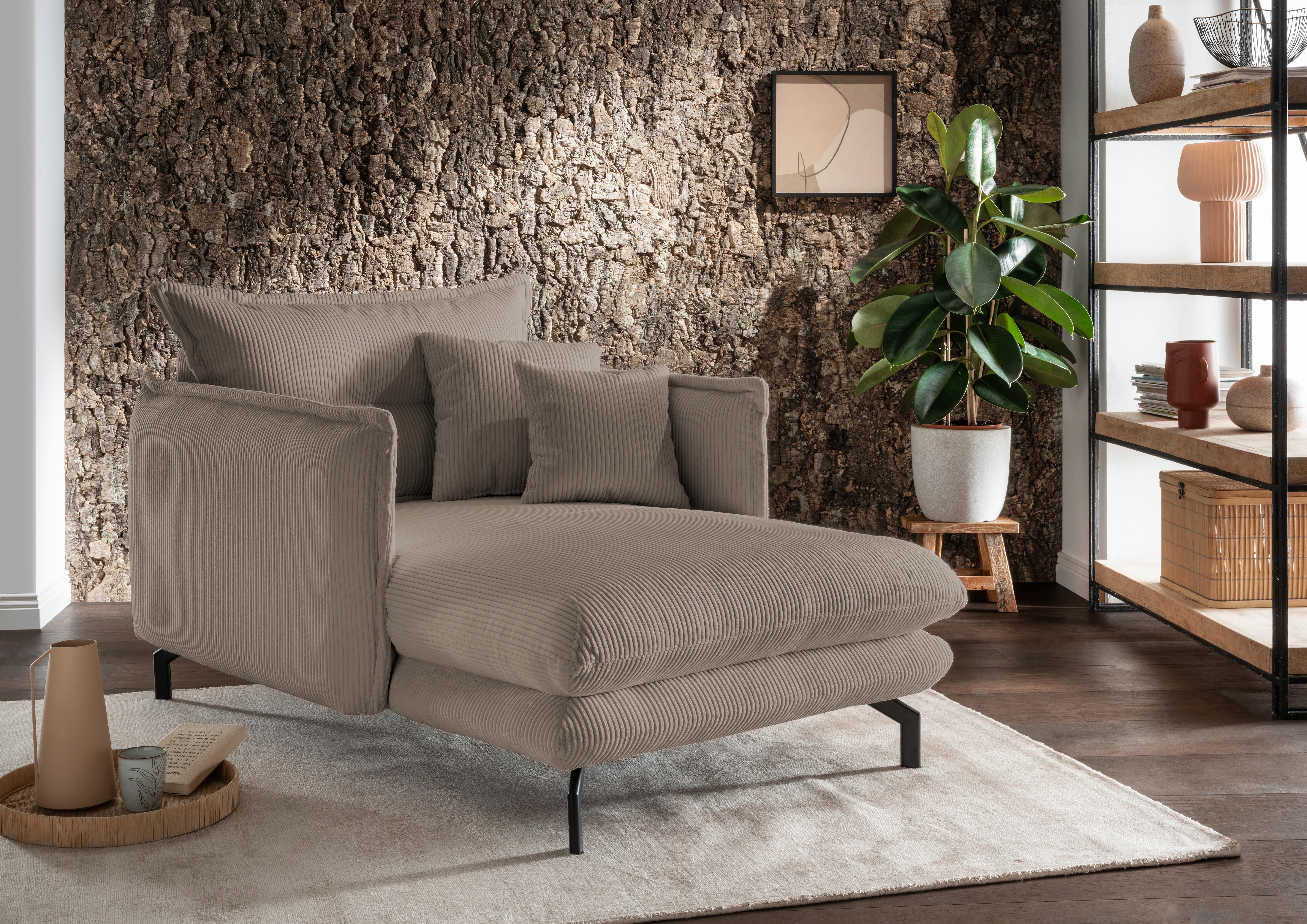 XXL-Sessel Lava Graubraun B: 111 cm - Graubraun/Schwarz, MODERN, Textil (111/101/167cm) - Livetastic