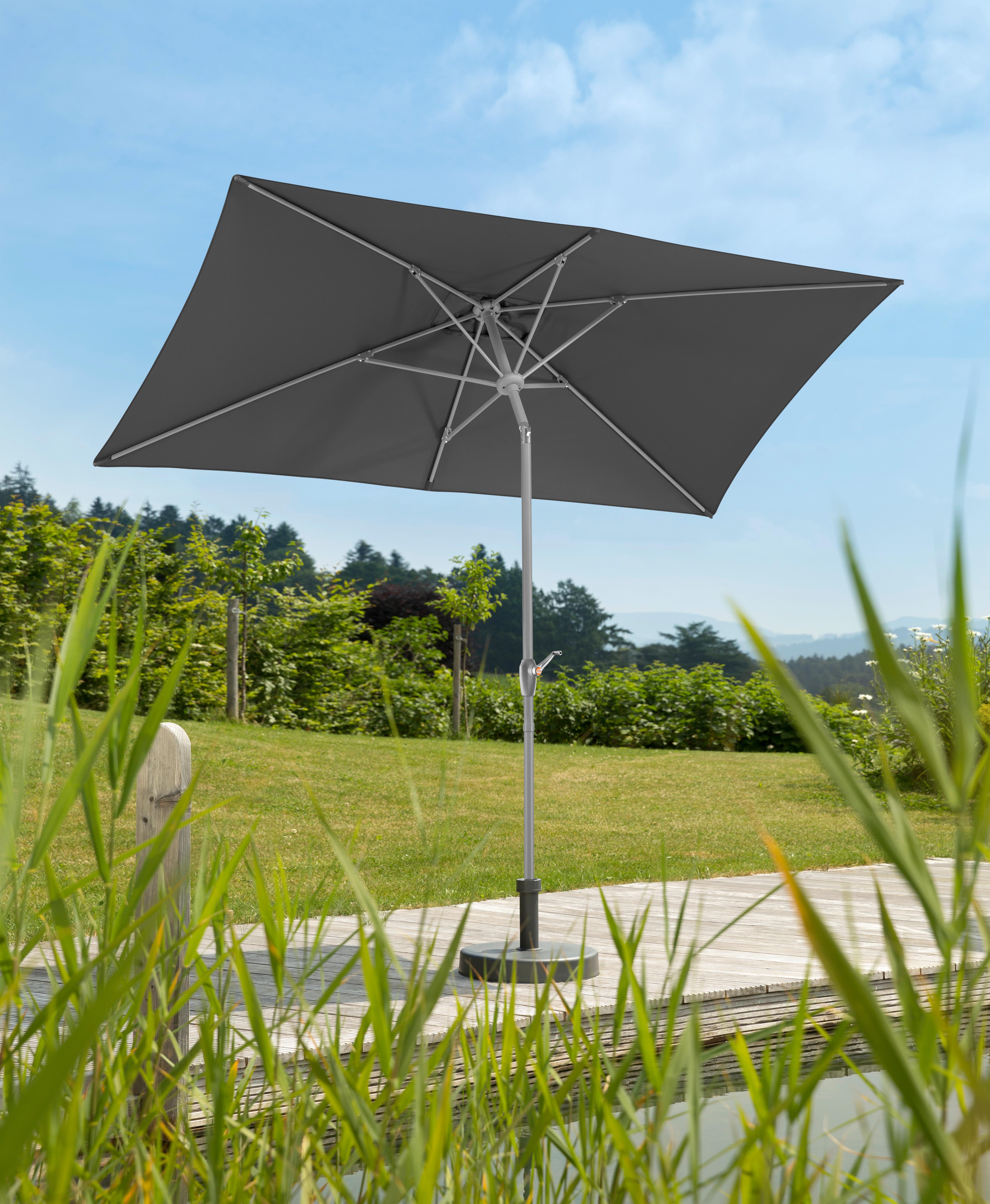 Sonnenschirm Porto Bxhxt: 200x250x300 Cm Anthrazit - Anthrazit/Silberfarben, Basics, Textil/Metall (200/250/300cm) - Schneider