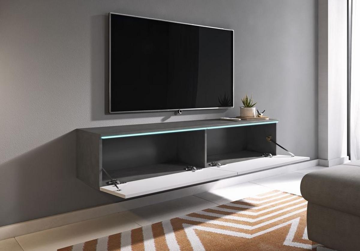 Nízka komoda s LED antracit/biela VL - sivá/biela s vysokým leskom, Lifestyle, kompozitné drevo/plast (140/30/33cm) - P & B