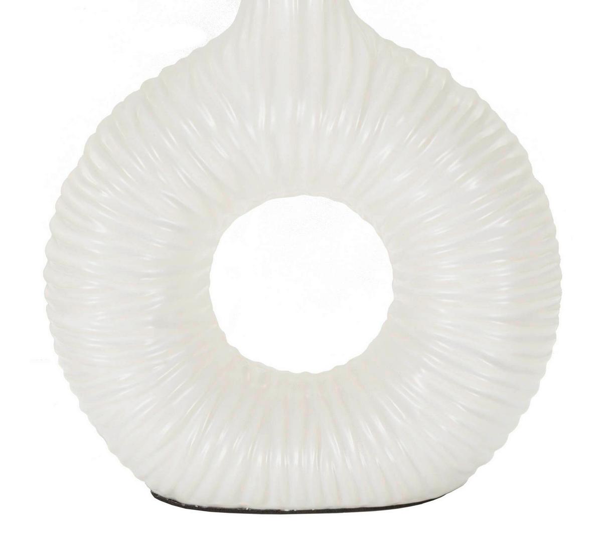 Tischleuchte Seta Weiß B: 28,5 cm - Weiß, Basics, Keramik/Textil (28.5/15/43cm)