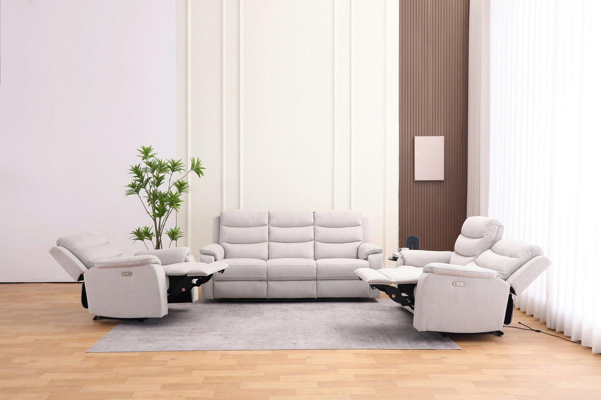 Trojmiestna relaxačná pohovka, MANCHESTER, béžová - čierna/béžová, Konventionell, textil/plast (208/102/93cm) - Based
