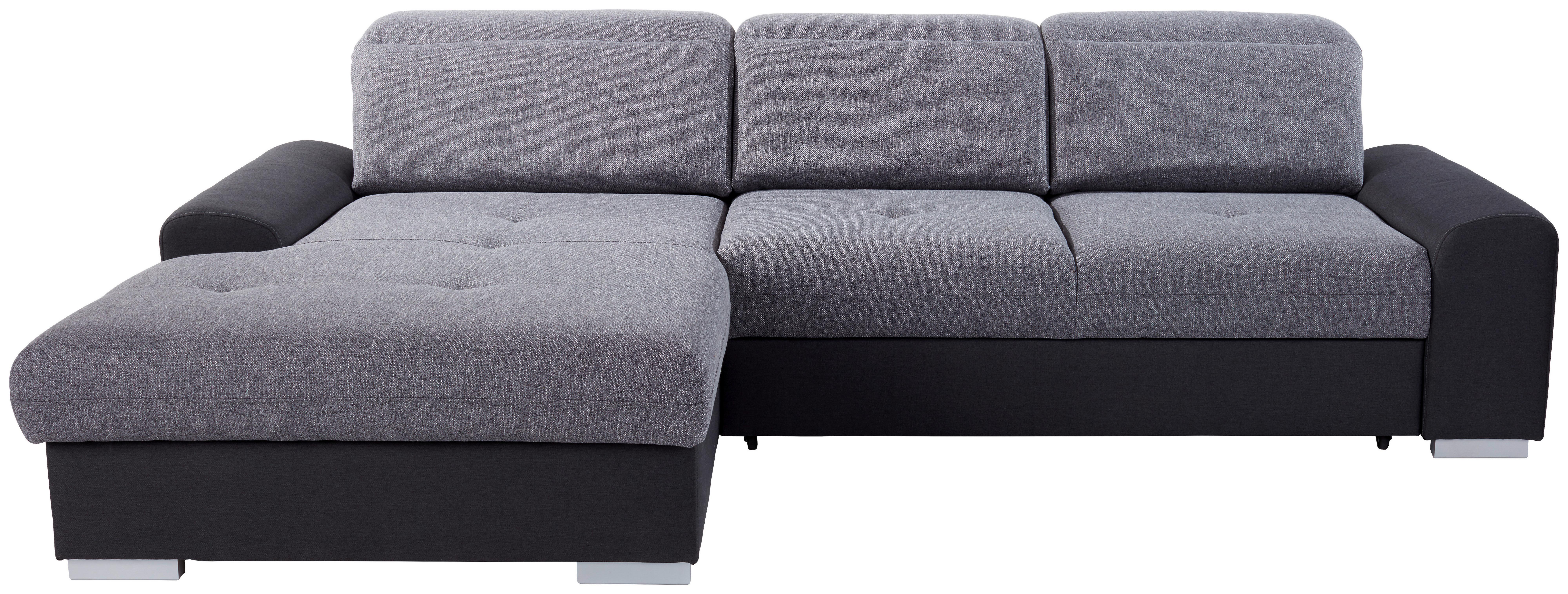 Ecksofa Mit Schlaffunktion & Bettkasten Malaga Grau - Silberfarben/Graphitfarben, KONVENTIONELL, Textil (203/286cm) - Ondega