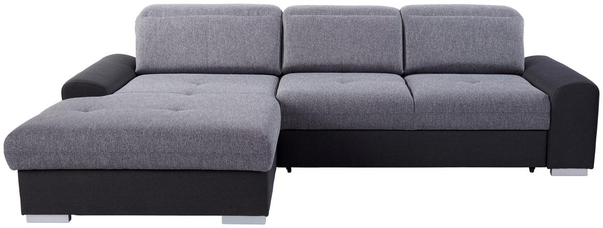 Rohová rozkládací sedačka Malaga, grafitová / tmavě šedá - šedá/barvy stříbra, Konvenční, dřevo/textil (203/286cm)