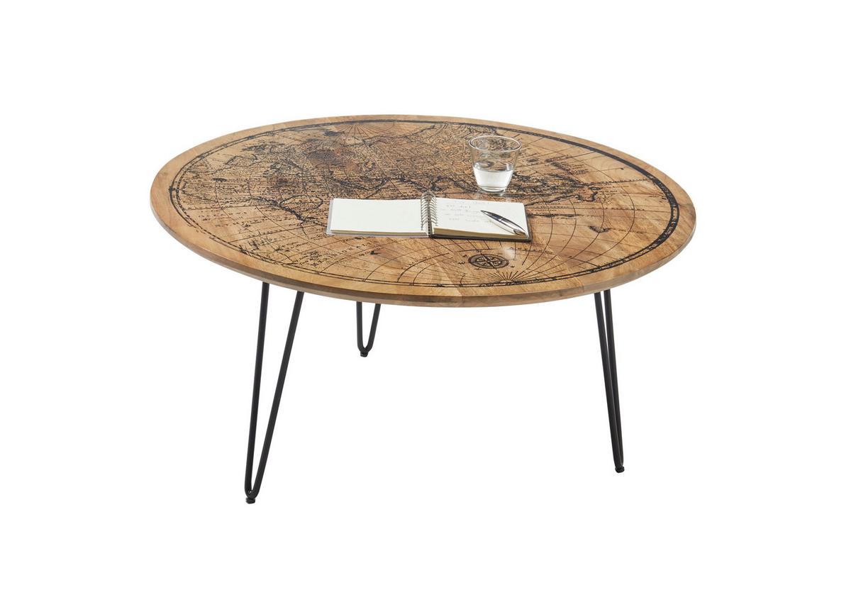 COUCHTISCH Napoca Braun/Schwarz L: 90cm - Schwarz/Braun, KONVENTIONELL, Holz/Metall (90/90/46cm) - MID.YOU