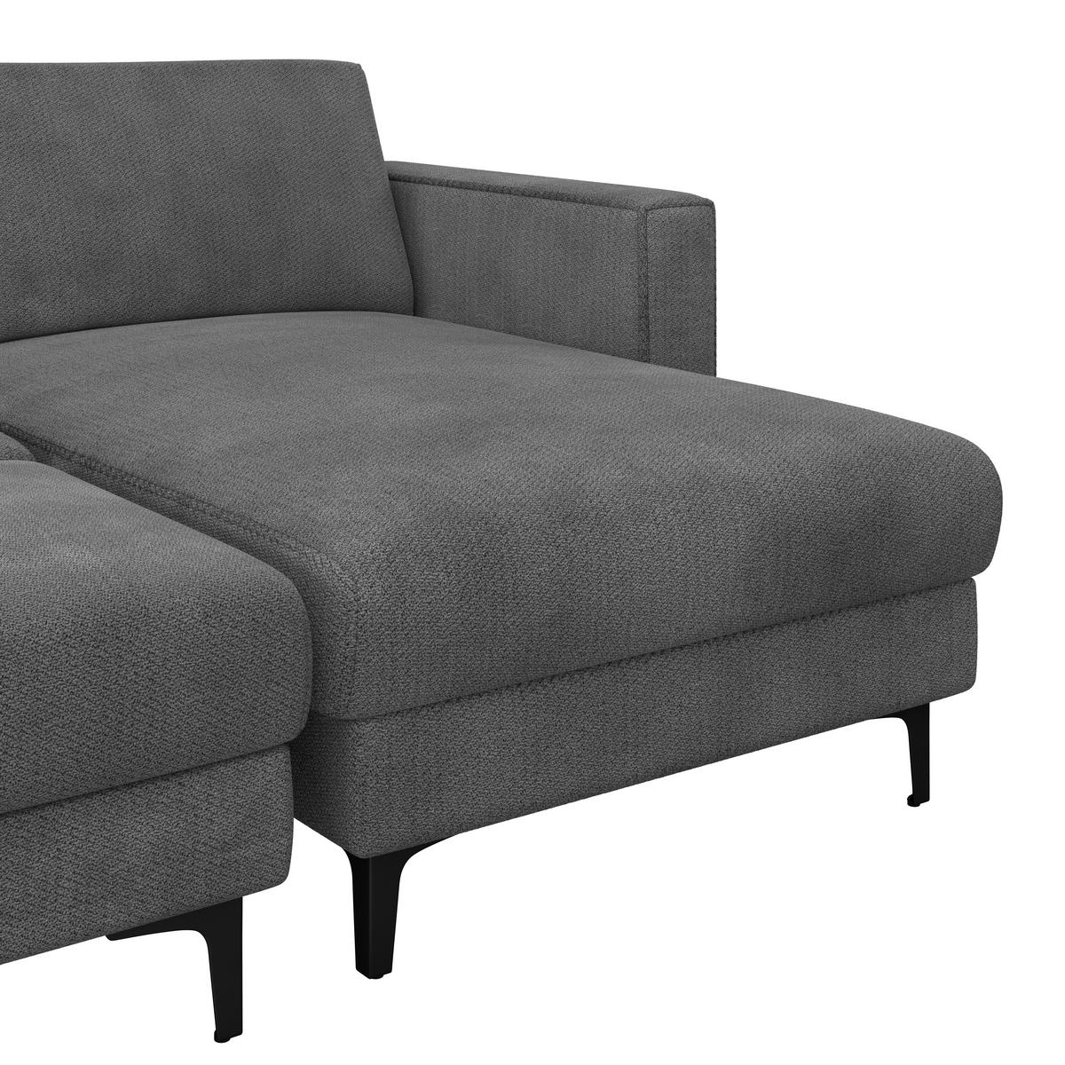 Ecksofa Atlanta dunkelgrau, 210x149cm - Dunkelgrau/Schwarz, Trend, Holz/Textil (210/149cm)