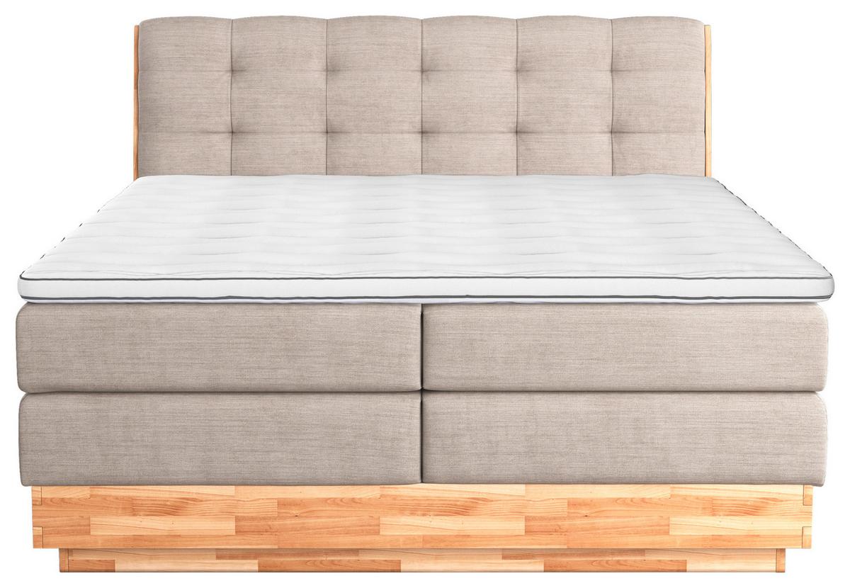 Boxspringbett Boxspring Bed Melissa - Creme/Schwarz, Natur, Textil (160/200cm)