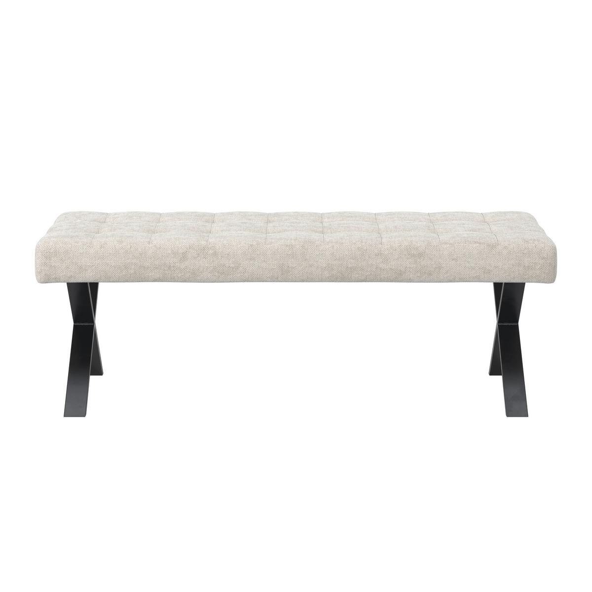 Sedací lavice NOVA - černá/světle šedá, Moderní, kov/dřevo (140/49/47cm) - Bessagi Home