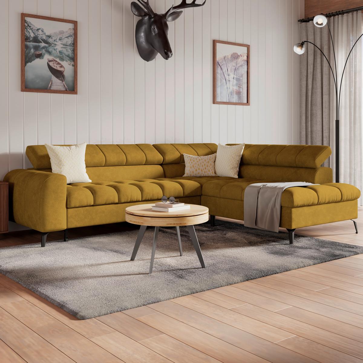 Ecksofa Volf Rechts New Terracotta, S: 261x203 cm - Terracotta/Schwarz, Trend, Kunststoff/Textil (261/203cm)