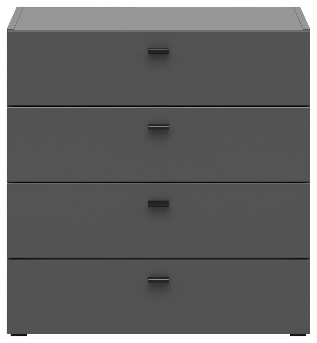 Wohnzimmer Stapelprogramm 64 Sixty-Four ,kommode 4 Laden - Schwarz/Graphitfarben, Trend, Holzwerkstoff (64/64/35cm)
