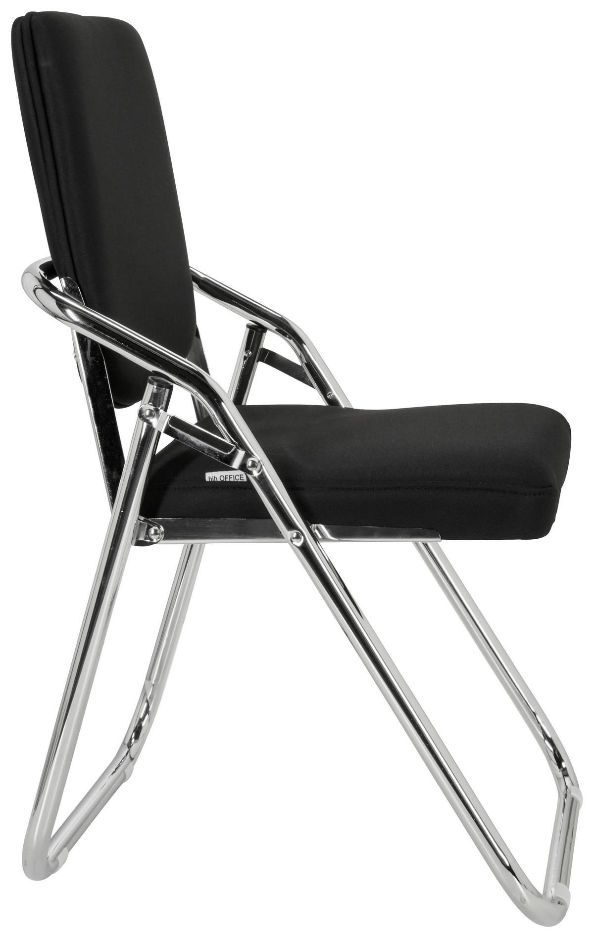 Besucherstuhl Esto Schwarz Klappbar - Chromfarben/Schwarz, Basics, Textil/Metall (46/90/40cm) - MID.YOU