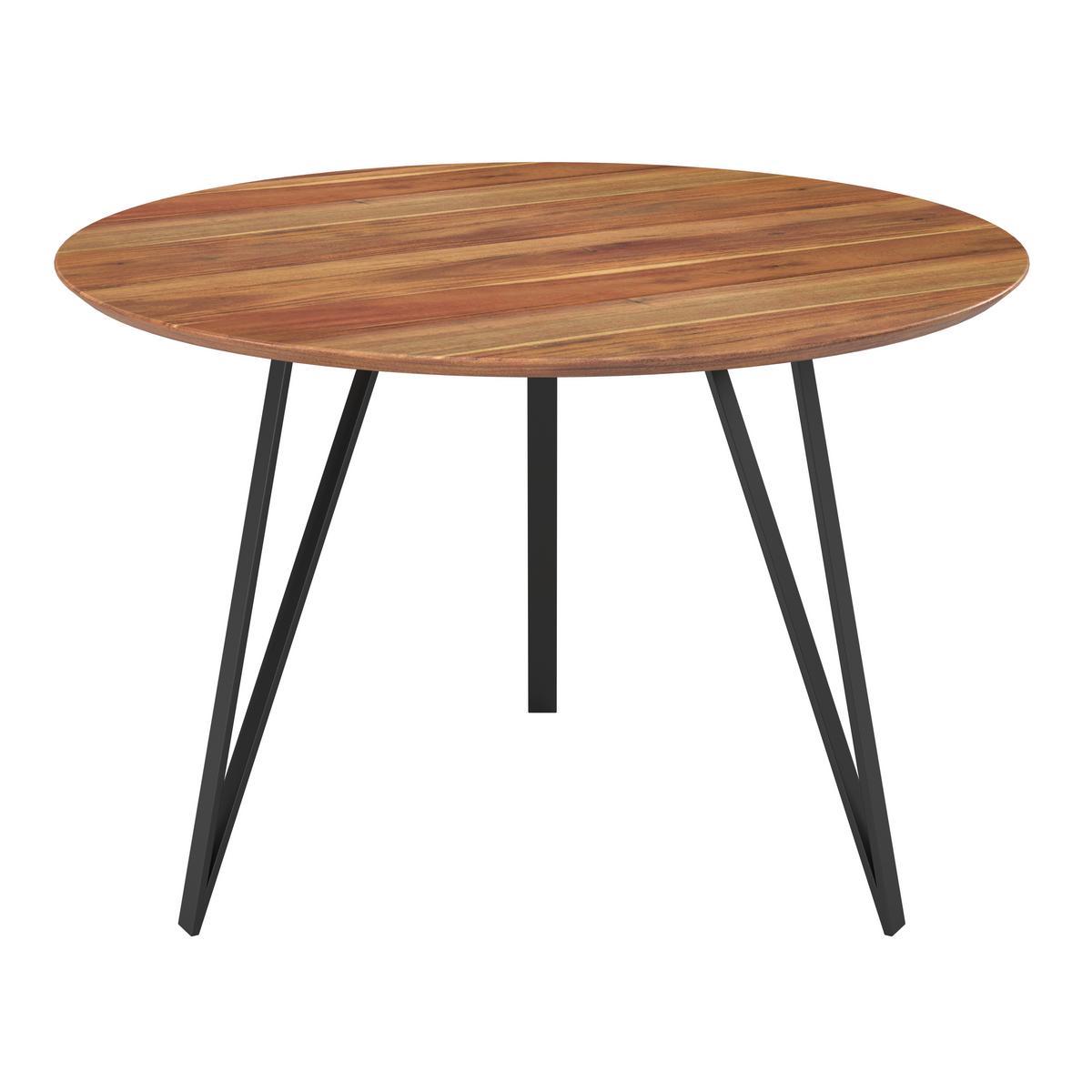 Jídelní stůl MALMO 120 - černá/barvy akácie, Moderní, kov/dřevo (120/120/76cm) - Bessagi Home
