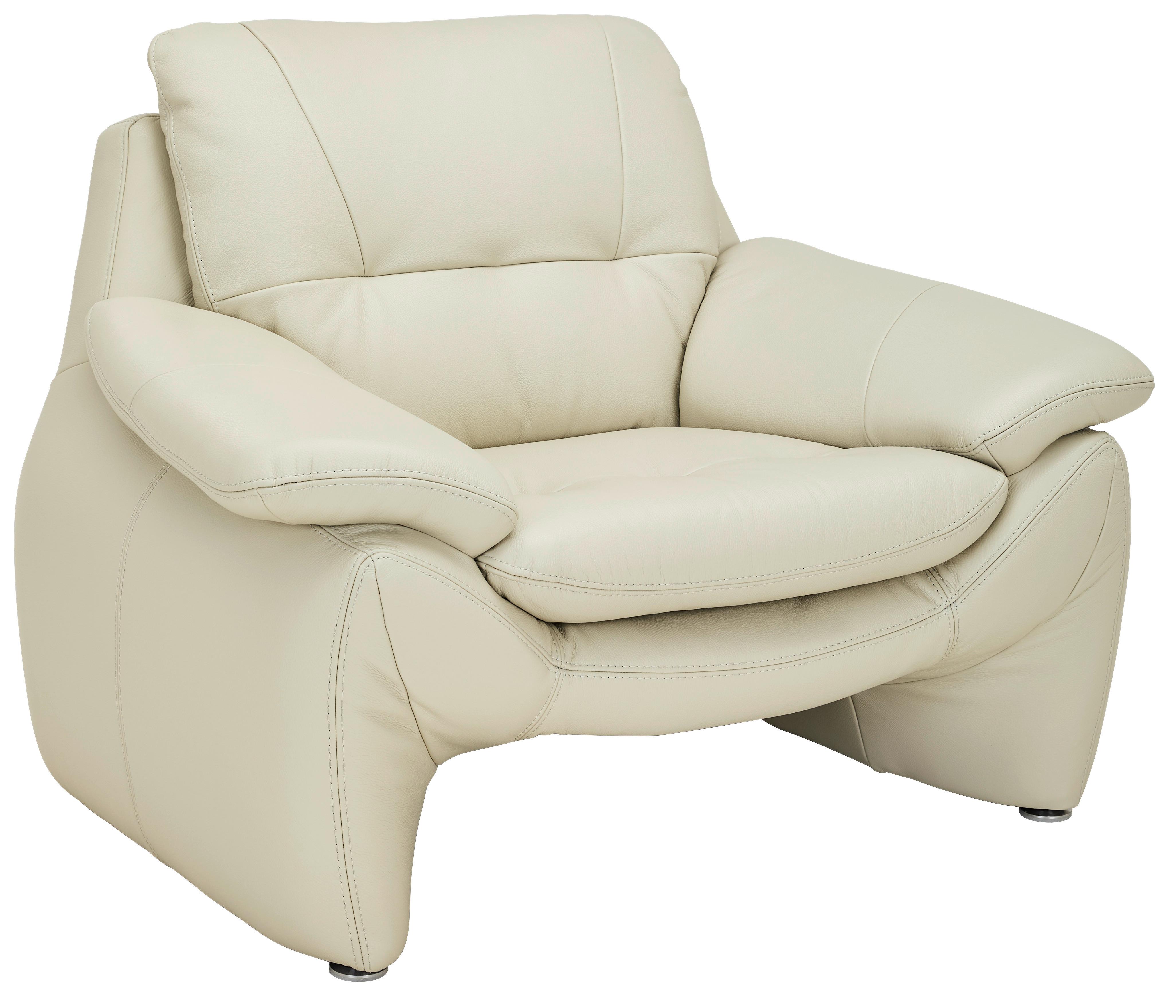 SESSEL Bretania, Hellgrau B: 110 cm - Silberfarben/Hellgrau, KONVENTIONELL, Leder (110/91/86cm) - Livetastic