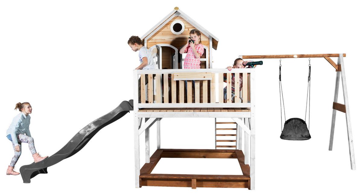 Spielturm A030.158.81 - Braun/Weiß, KONVENTIONELL, Holz (613/291/277cm) - Ambia Garden