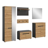 Garderobe Canu 6-teilig Eiche Artisan/grau B: 255 Cm - Eiche Artisan, Design, Holzwerkstoff (255/190/37cm) - Livetastic
