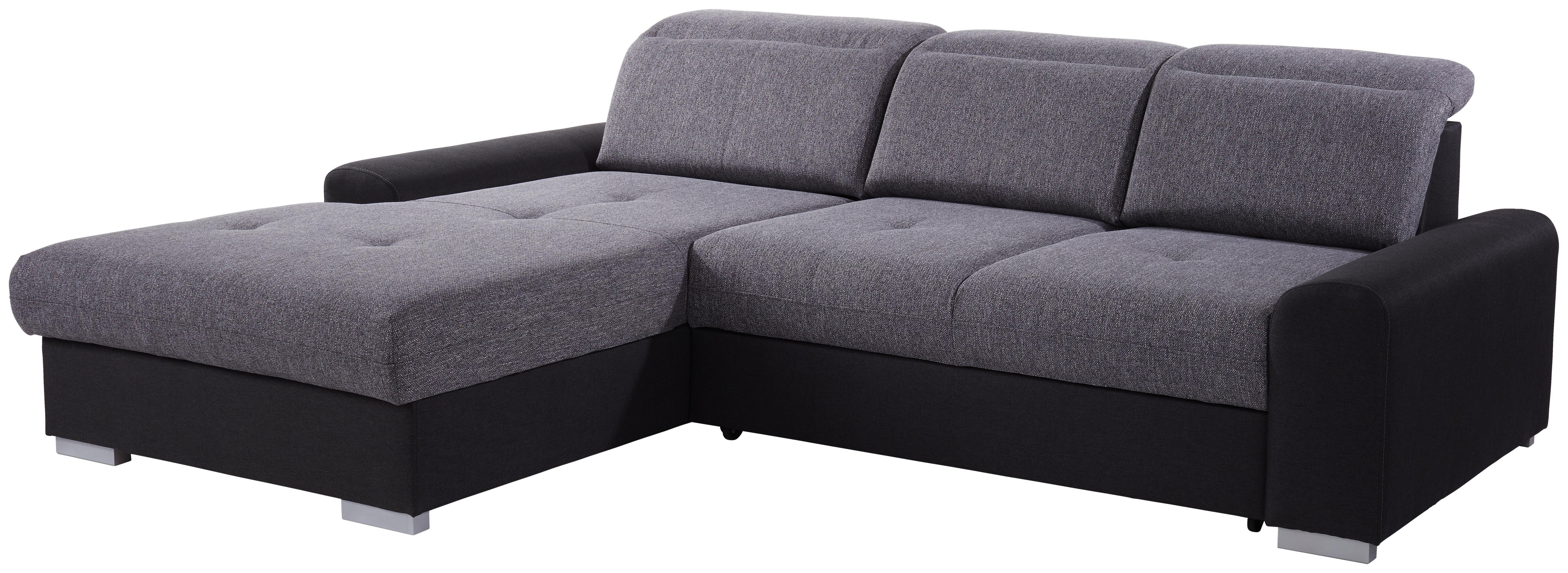 Ausziehbare Couch in L-Form in Grau