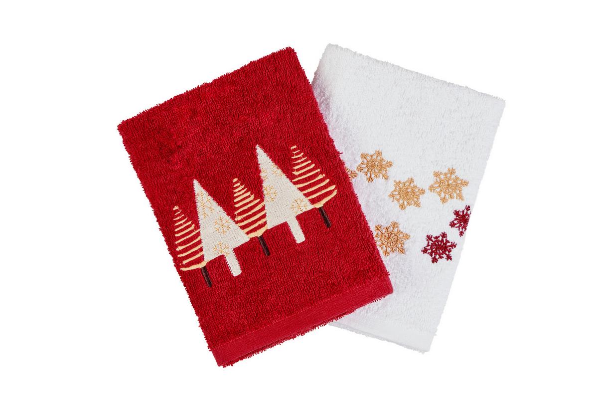 Gästehandtuchset Johanna - 2er Pack - Rot/Weiß, ROMANTIK / LANDHAUS, Textil (30/50cm) - James Wood