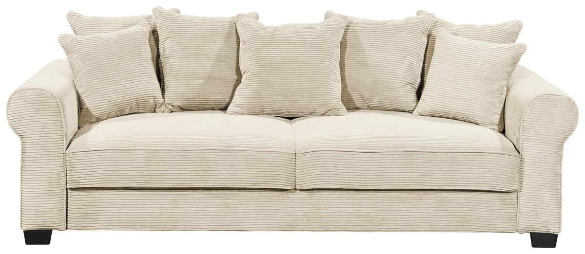 2-sitzer-sofa Mit Schlaffunktion Maureen B:250cm - Creme/Schwarz, KONVENTIONELL, Textil (247/95/125cm) - MID.YOU